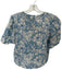 Olivia James the Label Size M Blue & White Cotton Botanical Half Button Top Blue & White / M