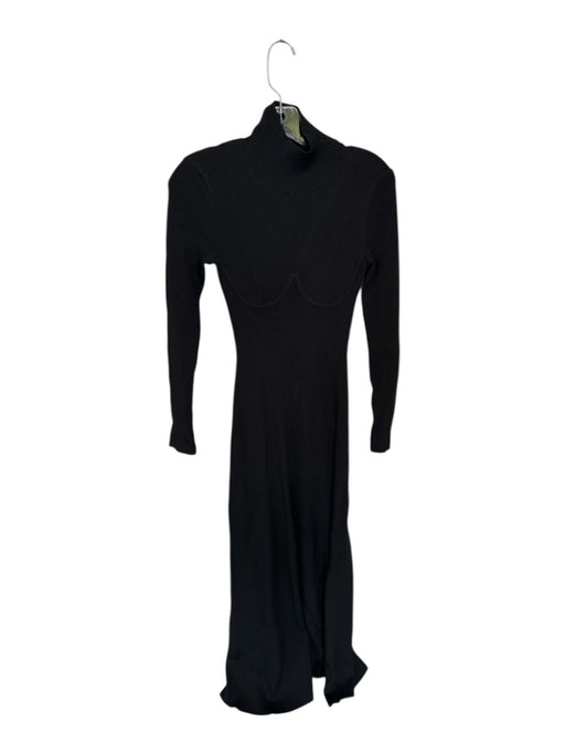 Staud Size S Black Viscose Blend Ribbed Mock Neck Back Cut Out Maxi Dress Black / S