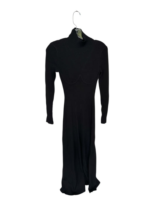 Staud Size S Black Viscose Blend Ribbed Mock Neck Back Cut Out Maxi Dress Black / S