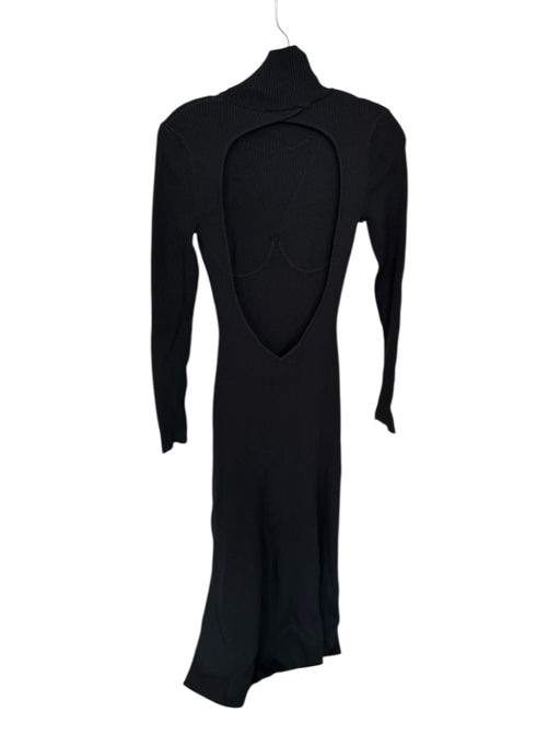 Staud Size S Black Viscose Blend Ribbed Mock Neck Back Cut Out Maxi Dress Black / S