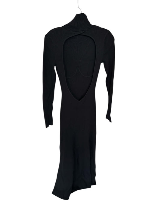 Staud Size S Black Viscose Blend Ribbed Mock Neck Back Cut Out Maxi Dress Black / S