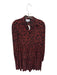 Ganni Size 34/2 Red & Black Viscose Leaves Long Sleeve Half Button Mini Dress Red & Black / 34/2