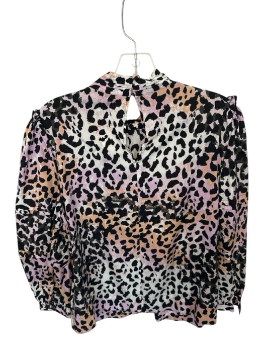 Veronica Beard Size 6 Black, Pink & Orange Silk & Spandex Cheetah Pleated Top Black, Pink & Orange / 6