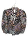 Veronica Beard Size 6 Black, Pink & Orange Silk & Spandex Cheetah Pleated Top Black, Pink & Orange / 6