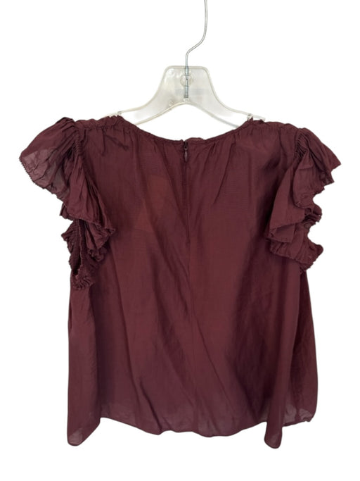 Sea New York Size XS Burgundy Viscose Blend Ruffle Detail Cap Sleeve Top Burgundy / XS
