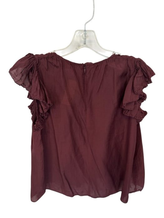 Sea New York Size XS Burgundy Viscose Blend Ruffle Detail Cap Sleeve Top Burgundy / XS