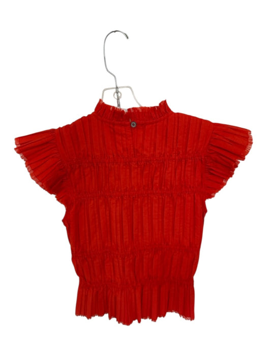Sea New York Size S Fire Engine Red Polyester & Cotton Smocked Short Sleeve Top Fire Engine Red / S