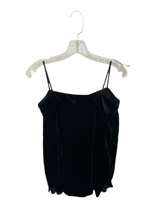 Tibi Size 0 Black Rayon & Silk Velvet Off Shoulder Short Balloon Sleeve Top Black / 0