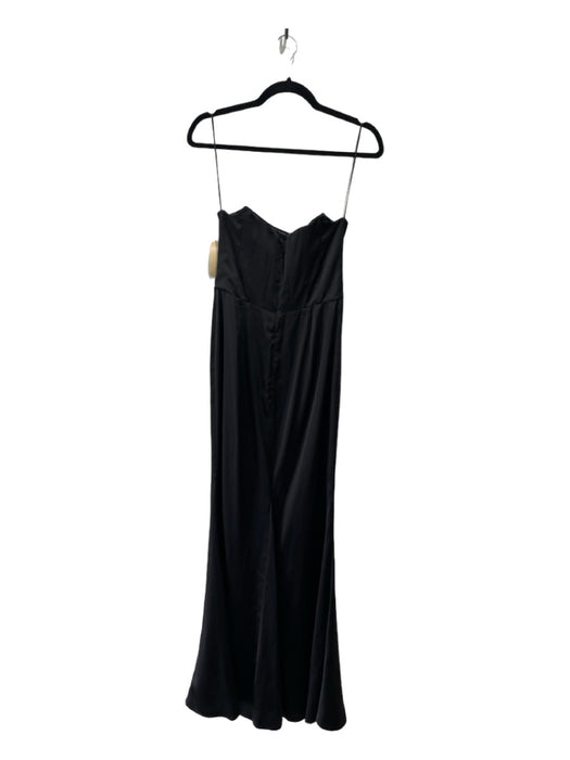 Meshki Size M Black Satin Back Zip Strapless Maxi Gown Dress Black / M