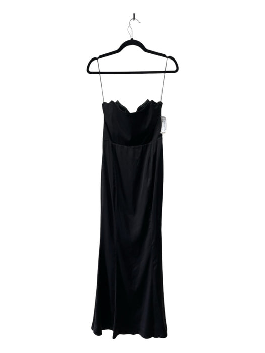 Meshki Size M Black Satin Back Zip Strapless Maxi Gown Dress Black / M