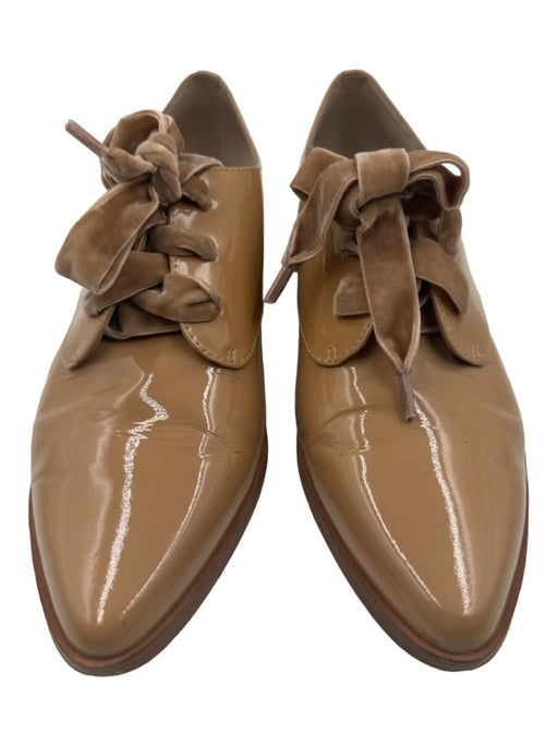 Louise et Cie Shoe Size 10 Tan Patent Leather Ribbon Laces Almond Toe Oxford Tan / 10