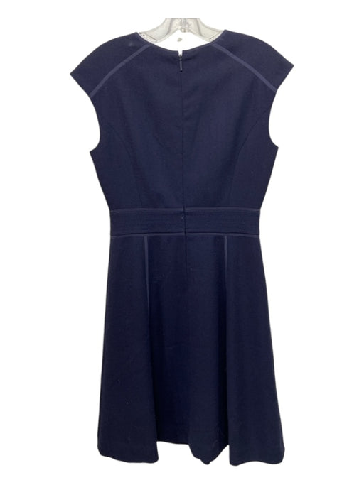 Tory Burch Size 4 Navy Blue Wool Cap Sleeve Paneled Knee Length Dress Navy Blue / 4