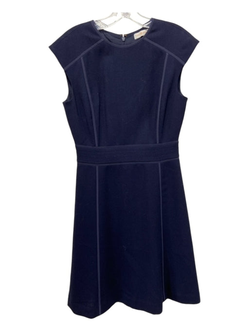 Tory Burch Size 4 Navy Blue Wool Cap Sleeve Paneled Knee Length Dress Navy Blue / 4