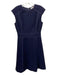 Tory Burch Size 4 Navy Blue Wool Cap Sleeve Paneled Knee Length Dress Navy Blue / 4