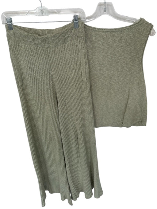 FP Beach Size S Sage green Cotton Blend Sleeveless Knit Flare Pant Set Sage green / S