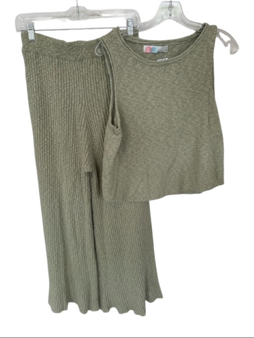 FP Beach Size S Sage green Cotton Blend Sleeveless Knit Flare Pant Set Sage green / S