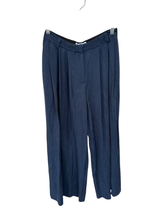 Na-kd Size 36 Navy Lycocell High Waist Pleated Wide Leg Trouser Pants Navy / 36