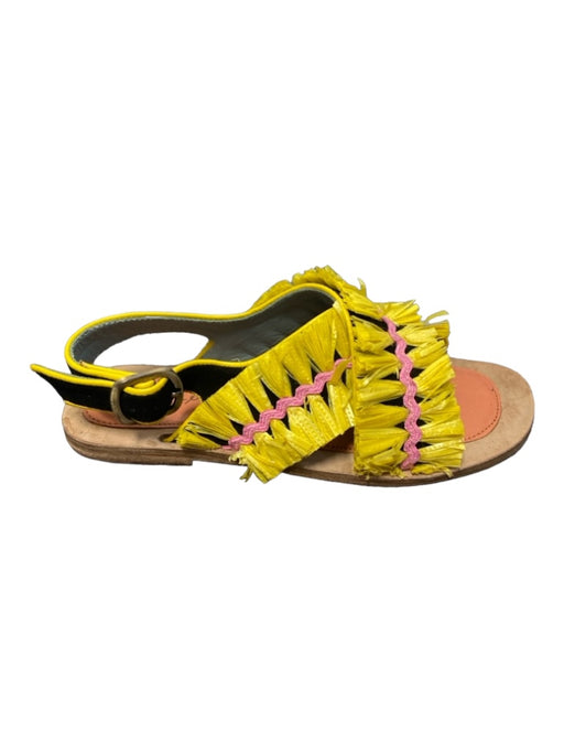 Meher Kakalia Shoe Size 35 Yellow Black & Pink Criss Cross Slingback Shoes Yellow Black & Pink / 35