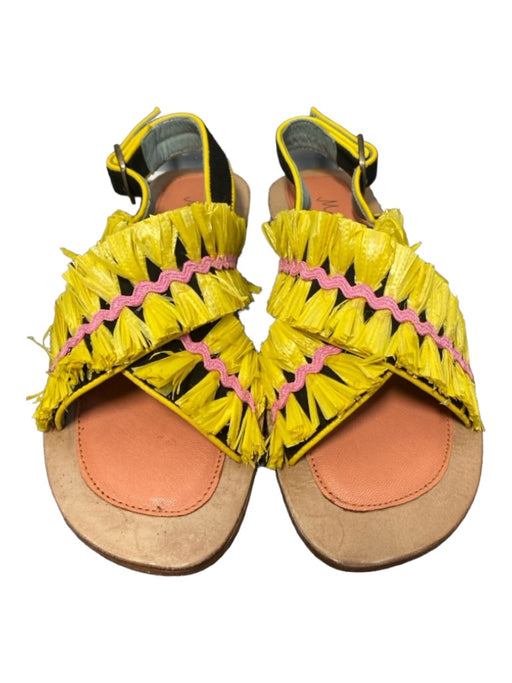 Meher Kakalia Shoe Size 35 Yellow Black & Pink Criss Cross Slingback Shoes Yellow Black & Pink / 35