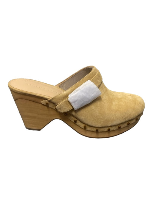 Veronica Beard Shoe Size 11 Cream & Tan Suede Clog Gold Hardware Platform Shoes Cream & Tan / 11