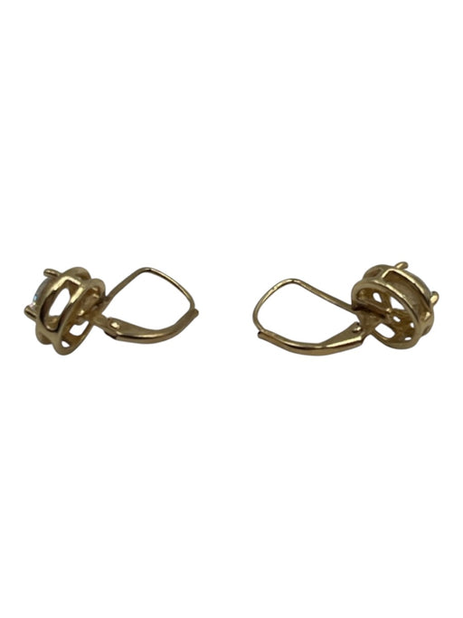 No Brand Crystal Yellow Gold 14K Gold Cubic Zirconia Lever back Hoop Earrings Crystal