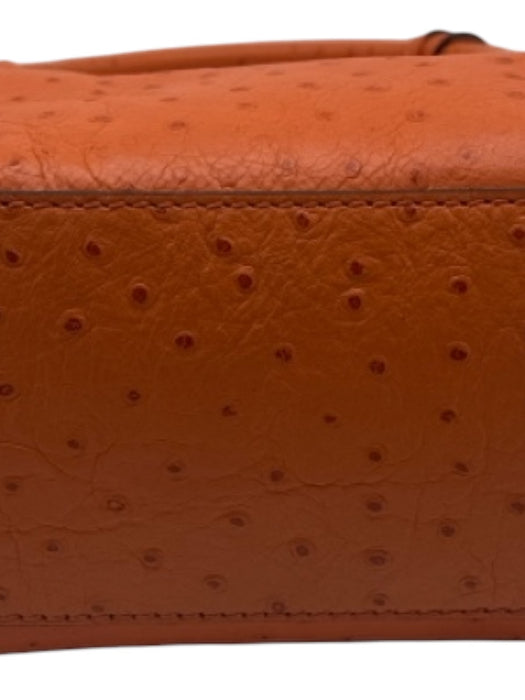 Michael Michael Kors Orange & Gold Leather Double Top Handle Gold Hardware Purse Orange & Gold