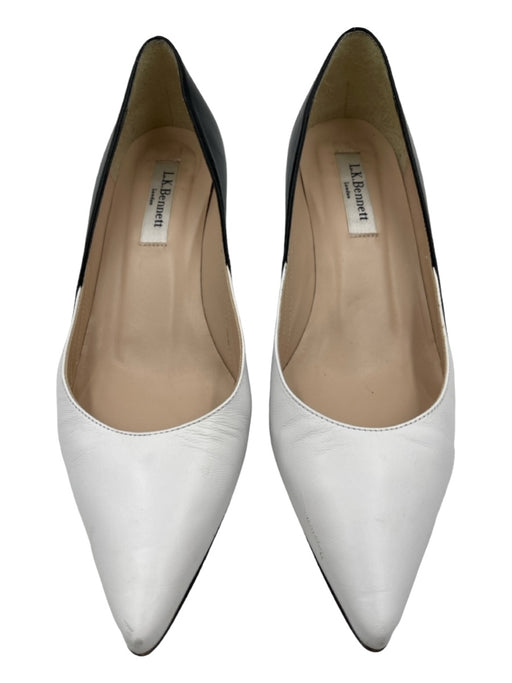 LK Bennett Shoe Size 37.5 White & Black Leather Pointed Toe Colorblock Pumps White & Black / 37.5