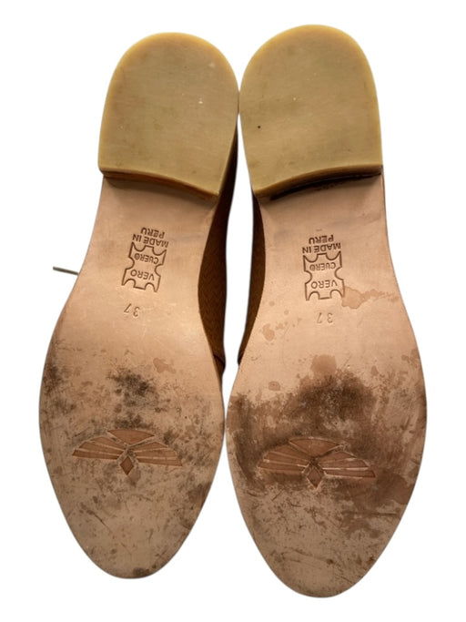 Fortress Cognac Brown Nubuck Leather Chevron lace up Pointed Toe loafer Flats Cognac Brown