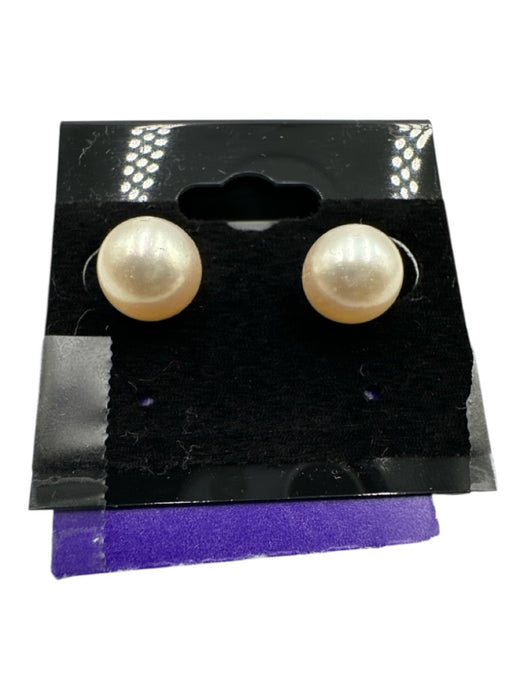 White & Gold 925 Silver Pearl Post Back Stud Earrings White & Gold
