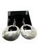 Silver Drop Oval Hammered Earrings Silver