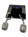 Givenchy Silver & Clear Metal Crystal Rectangle Cut Pave Bezel Drop Earrings Silver & Clear