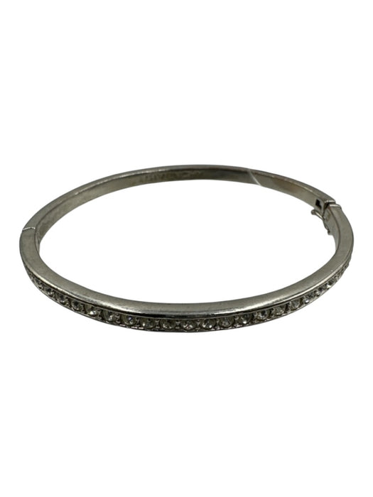 Givenchy Silver & Clear Metal Crystal Pave Bangle Hook Clasp Bracelet Silver & Clear