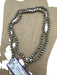 Tan & brown Stone Beads Silk Cord Faceted Necklace Tan & brown