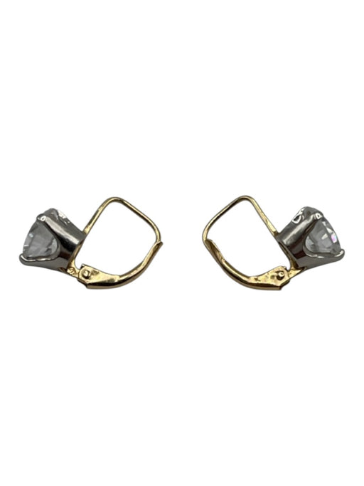 No Brand Crystal Yellow Gold 10K Cubic Zirconia Lever back Hoop Earrings Crystal