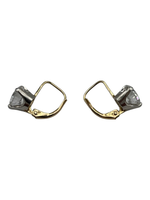 No Brand Crystal Yellow Gold 10K Cubic Zirconia Lever back Hoop Earrings Crystal