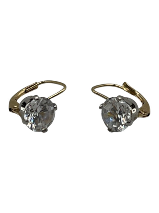 No Brand Crystal Yellow Gold 10K Cubic Zirconia Lever back Hoop Earrings Crystal
