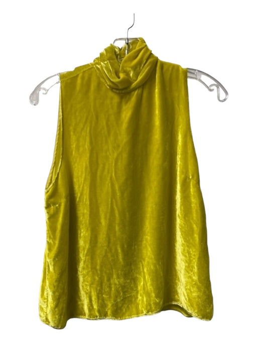 Amanda Uprichard Size S Mustard Yellow Rayon Sleeveless Mock Neck Velvet Top Mustard Yellow / S