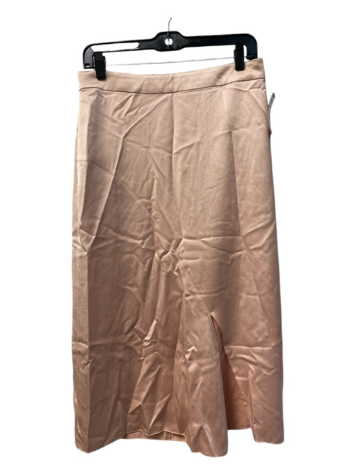 Tibi Size 6 Peach Polyester Mid Calf Height Slit Back Zip Shine Skirt Peach / 6