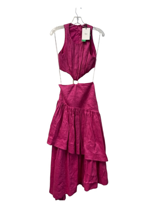 Aje. Size 6 Raspberry Viscose Blend Round Neck Sleeveless Maxi Dress Raspberry / 6