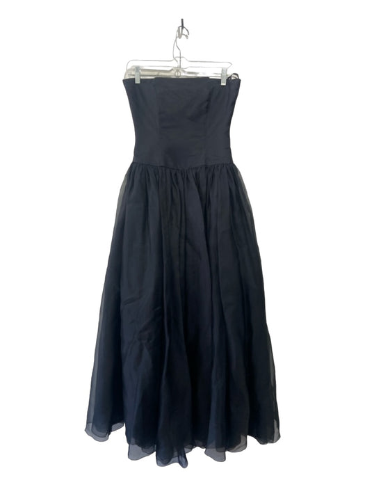 Morgan Le Fay Size S Black Silk Strapless Ballgown Boning Back Zip Gown Black / S