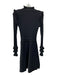 Zara Size S Black Polyamide Knit Ruffle Neckline Long Sleeve Paneled Dress Black / S