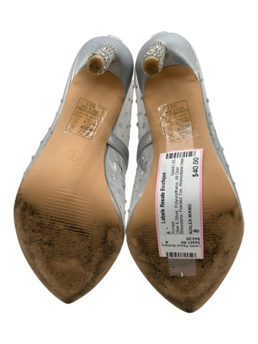 AZALEA WANG Shoe Size 8 Clear & Silver Polyurethane All Over Rhinestone Pumps Clear & Silver / 8