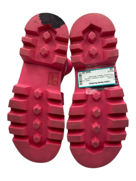 Silent D Shoe Size 38 Bright Pink Leather & Rubber Lug Sole Ankle Buckle Sandals Bright Pink / 38