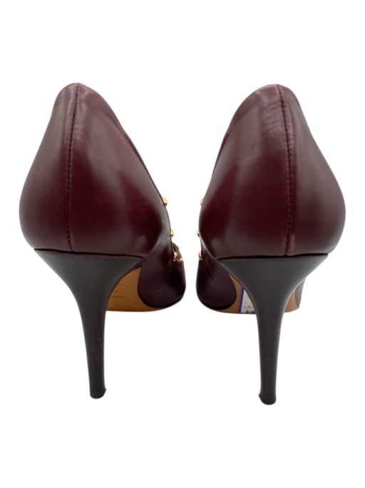 Brunomagli Shoe Size 38.5 Burgundy Purple Leather Upper Gold Tone Hardware Pumps Burgundy Purple / 38.5