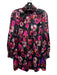 Alice + Olivia Size S/P Black, Pink, Multi Cotton Blend Long Sleeve Floral Dress Black, Pink, Multi / S/P
