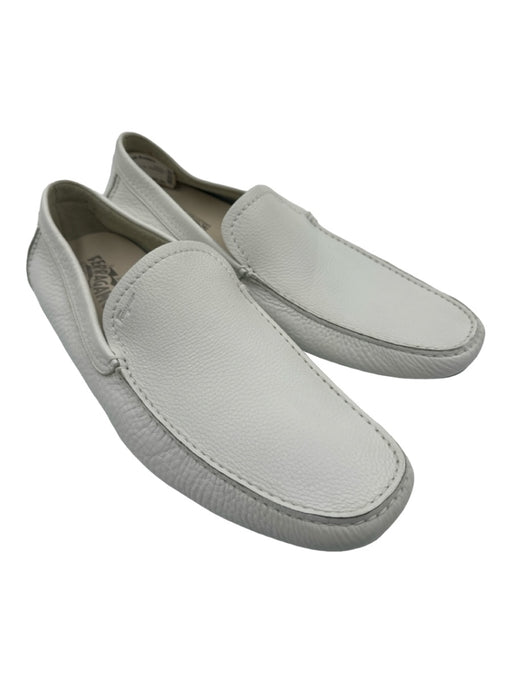 Ferragamo Shoe Size 10.5 White Leather Solid Slip On Men's Shoes 10.5