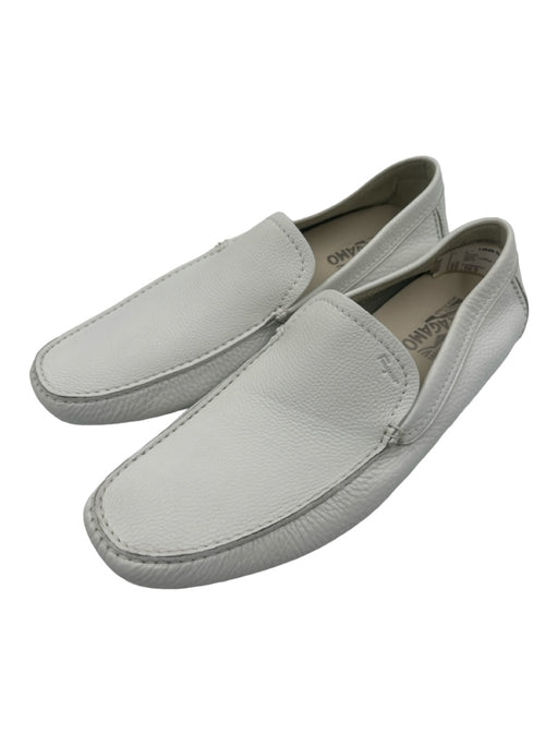 Ferragamo Shoe Size 10.5 White Leather Solid Slip On Men's Shoes 10.5