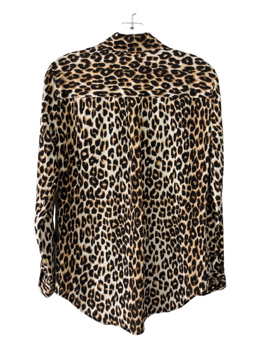 Equipment Size XS Beige & Brown Silk Collared Button Up Long Sleeve Cheetah Top Beige & Brown / XS