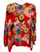 Johnny Was Size Est L Red & Multi Cupra Rayon Button Up Long Sleeve Floral Top Red & Multi / Est L