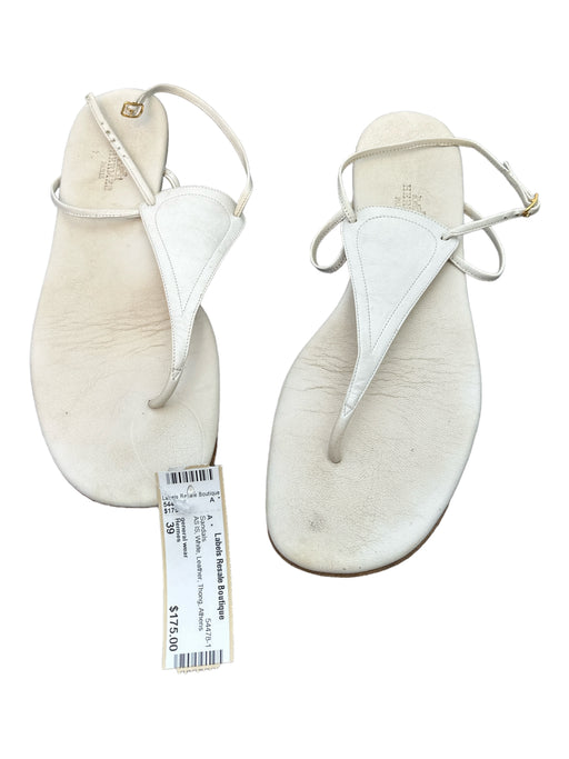 Hermes Shoe Size 39 White Leather Thong Sandals White / 39